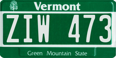 VT license plate ZIW473