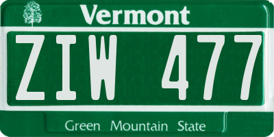 VT license plate ZIW477