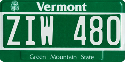 VT license plate ZIW480