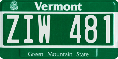 VT license plate ZIW481