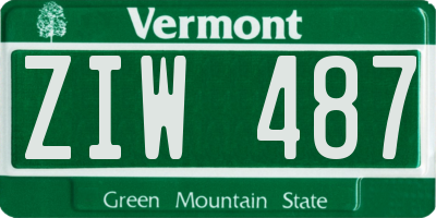 VT license plate ZIW487