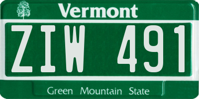 VT license plate ZIW491