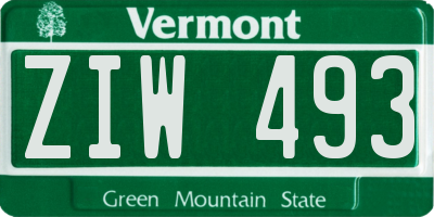 VT license plate ZIW493