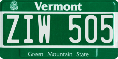 VT license plate ZIW505