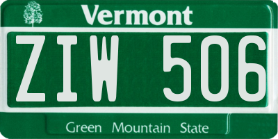VT license plate ZIW506