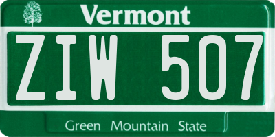VT license plate ZIW507