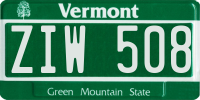 VT license plate ZIW508