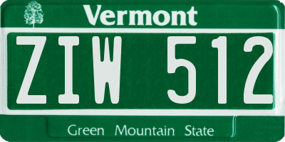 VT license plate ZIW512