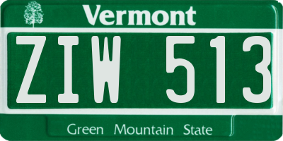 VT license plate ZIW513