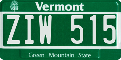 VT license plate ZIW515
