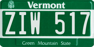 VT license plate ZIW517