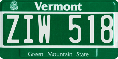 VT license plate ZIW518