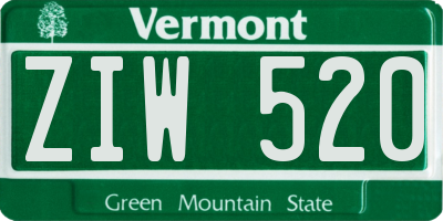 VT license plate ZIW520