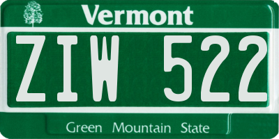 VT license plate ZIW522