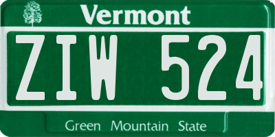 VT license plate ZIW524