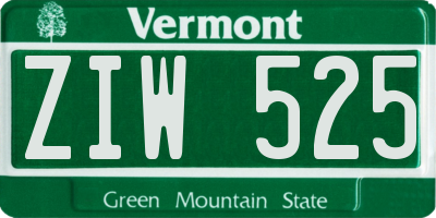 VT license plate ZIW525