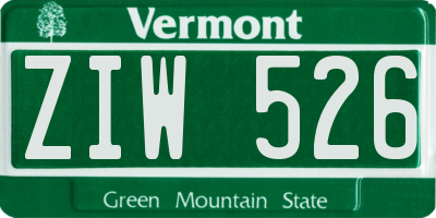 VT license plate ZIW526