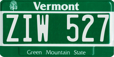 VT license plate ZIW527