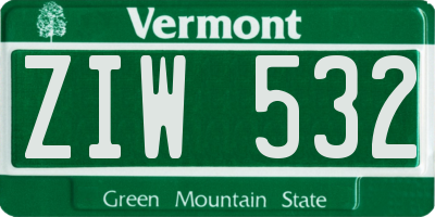 VT license plate ZIW532