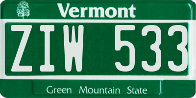 VT license plate ZIW533