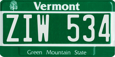 VT license plate ZIW534