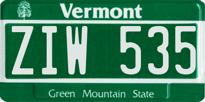 VT license plate ZIW535