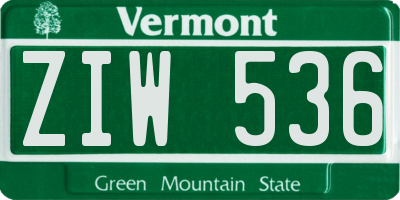 VT license plate ZIW536