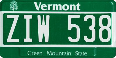 VT license plate ZIW538