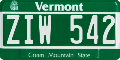 VT license plate ZIW542