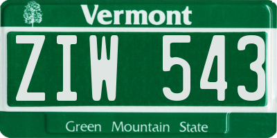 VT license plate ZIW543