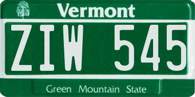 VT license plate ZIW545