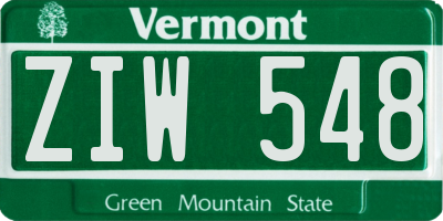 VT license plate ZIW548
