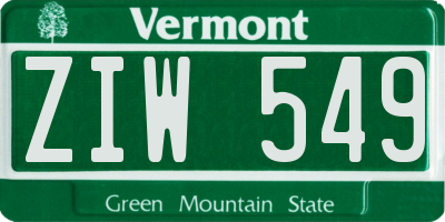 VT license plate ZIW549
