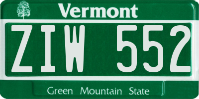 VT license plate ZIW552