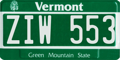 VT license plate ZIW553