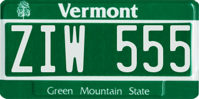 VT license plate ZIW555
