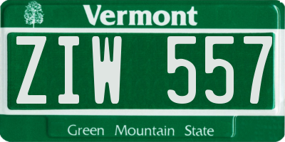 VT license plate ZIW557