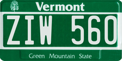 VT license plate ZIW560