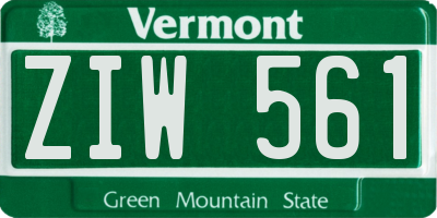 VT license plate ZIW561