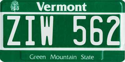 VT license plate ZIW562