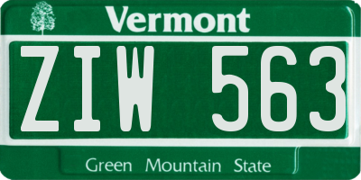 VT license plate ZIW563