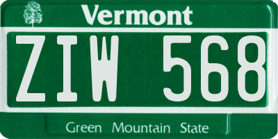 VT license plate ZIW568