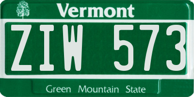 VT license plate ZIW573