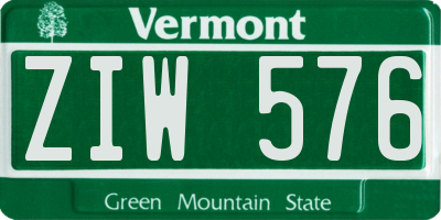 VT license plate ZIW576