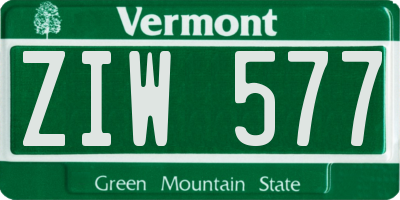 VT license plate ZIW577