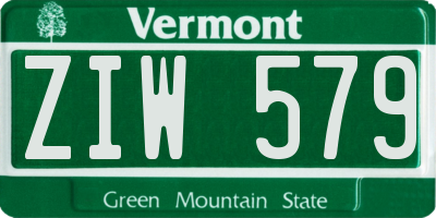 VT license plate ZIW579