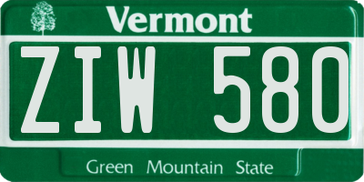 VT license plate ZIW580