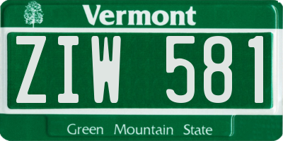 VT license plate ZIW581