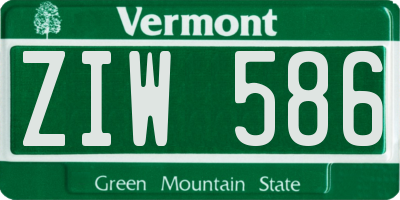 VT license plate ZIW586