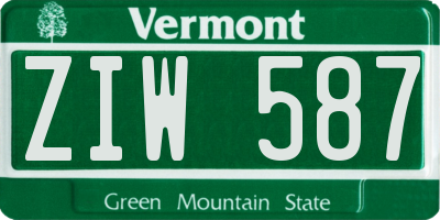 VT license plate ZIW587